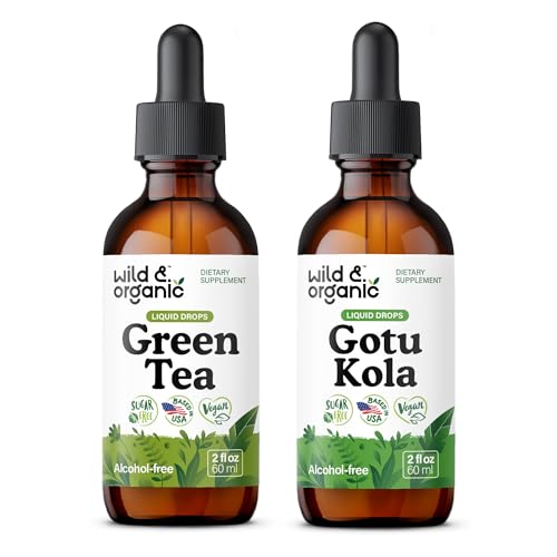 야생 & 유기농 녹차 Tincture 2 fl oz & Gotu Kola Tincture 2 fl oz