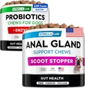 Probiotics + Anal Gland Support Dogs 번들 - 소화 효소 및 Prebiotics - 알레르기, 설사, 변비 및 스코트 치료 - 소화를위한 섬유 보충, Gut Health & Immunity - 미국에서 만든