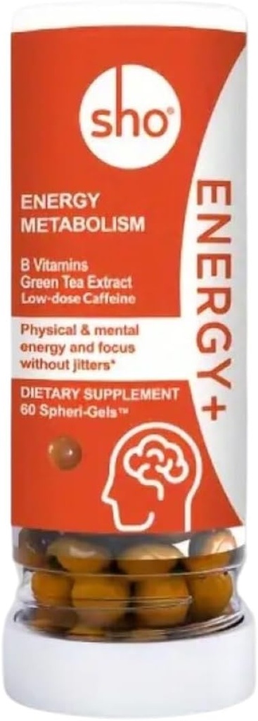 SHO Energy+ Vegan 에너지 & 초점은 60의 알약 마케타 추출물, 메틸을 섞은 B Complex 비타민 B 복합체 및 Crash & Jitters 없는 남자 & 여자를 위한 카페인 자연적인 에너지 부스터, 보충물 병을 보충합니다
