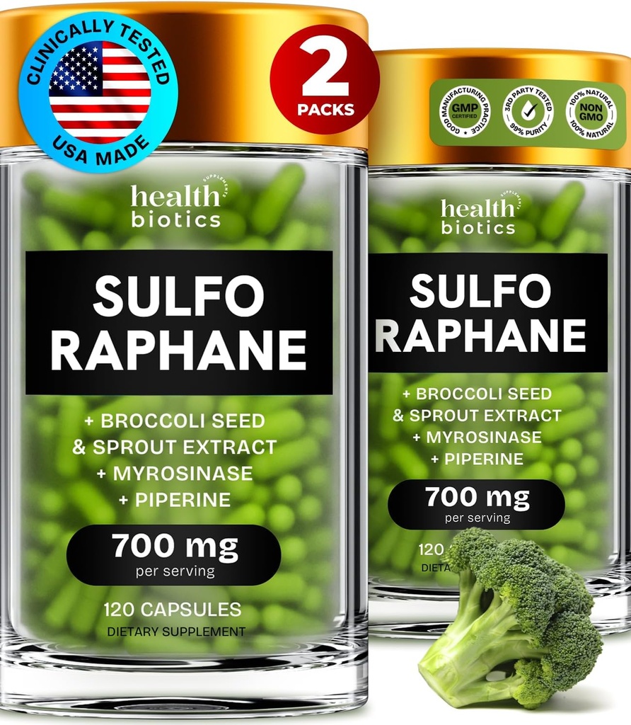 Sulforaphane 보충교재 유기 브로콜리 스프로uts | 안정된 Sulforaphane 아이 & 성인 | 브로콜리 플로렛 & 씨에서 | 유기 황제는 240 알약을 보충합니다 | 2 팩