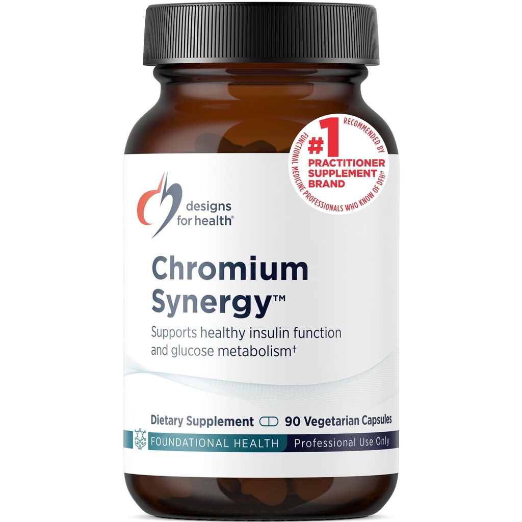 건강 Chromium Synergy를위한 디자인 - 비 GMO Chromium Nicotinate Vanadium, 비타민 D, 망간, 아연 + 타우린 - Cinnamon Powder Base (90 캡슐)