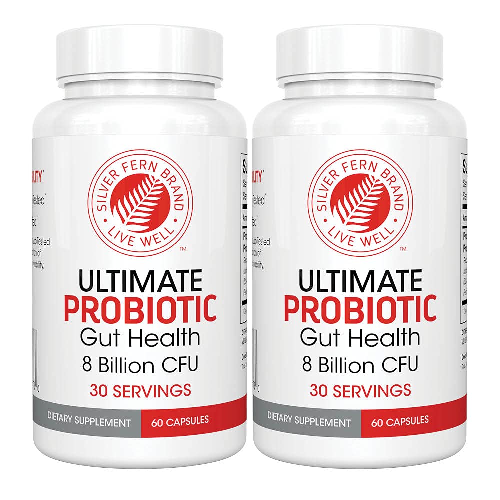 Silver Fern Ultimate Probiotic 2-Pack - 여성 및 남성을위한 Probiotics - 8 억 CFU Spore-Forming Gut Health Supplement - DNA Verified, Vegan Probiotic, 선반 안정, 높은 생존 가능성 - 120 캡슐