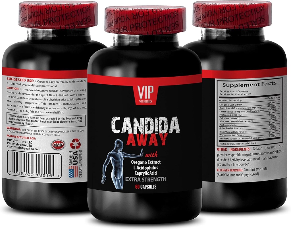 Immune 시스템 부스터 - CANDIDA AWAY EXTRA STRENGTH FORMULA - DIGESTIVE AID - candida cleanse, candida 지원, candida overgrowth, candida 보충, candida 복잡한, candida - 1 병 60 캡슐