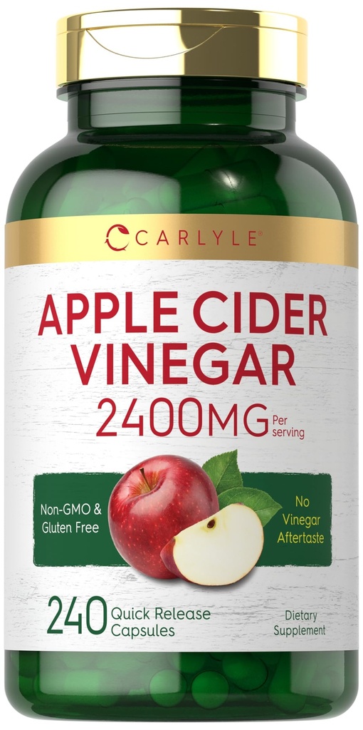 Carlyle Apple Cider Vinegar 캡슐 | 2400mg | 240 Count | Non-GMO, 글루텐 프리 보충교재