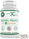 Quatrefolic® 1360 mcg DFE (60 캡슐)와 GENEX 메틸 Folate - 5-Methyltetrahydrofolate의 생물 활성 형태 | Vegan, 글루텐 무료, 비 GMO (60 일 공급)