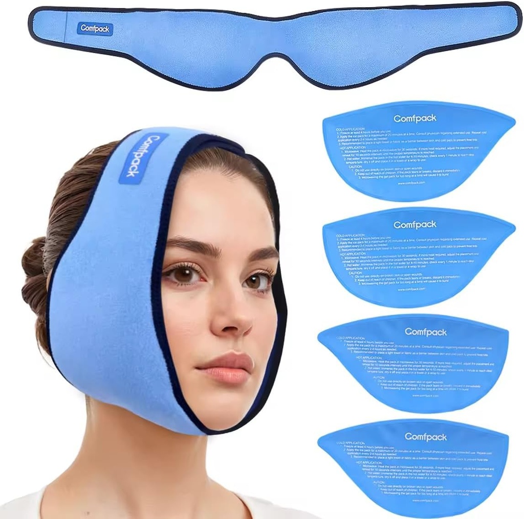 4 재사용할 수 있는 뜨거운 찬 젤 팩, Tonsillectomy, TMJ, Tooth Extraction, Jaw Pain, 구두 수술, 화장품 주입을 위한 지혜 치아 제거를 위한 얼음 팩