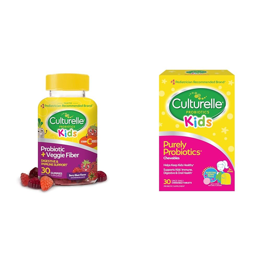 어린이 + Veggie 섬유 Gummies (나이 3 세) - 어린이를위한 30 카운트 및 어린이 Chewable Daily Probiotic, 나이 3+, 30 카운트, #1 Pediatrician-Recommend