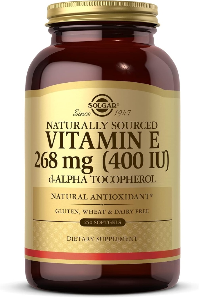Solgar 비타민 E 268 mg (400 IU) - 250 Softgels - d 알파 Tocopherol로 Naturally-Sourced 비타민 E - 글루텐 무료, 낙농 무료 - 250 서빙