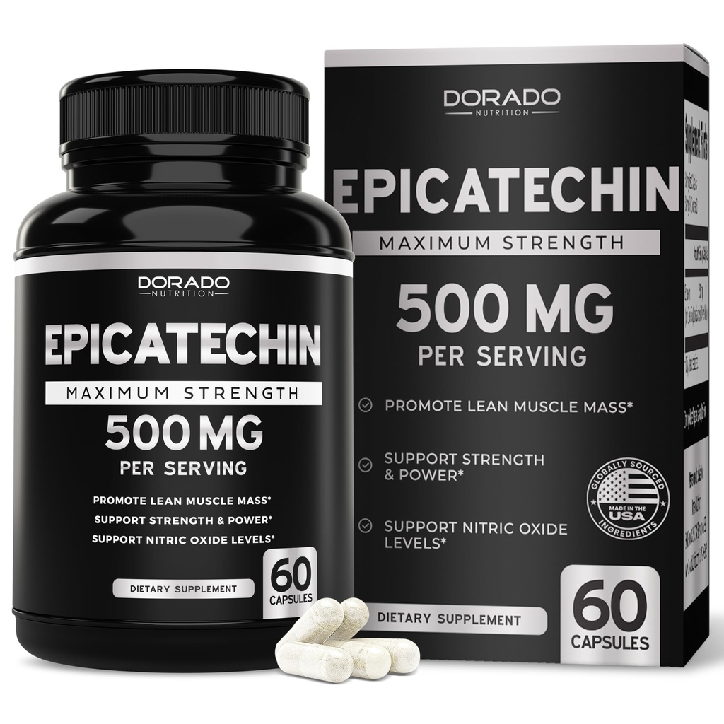 서빙 당 Epicatechin 추출물 500mg (60의 캡슐) Myostatin 억제물, Lean 근육을 위한 Myostatin 차단제, Nitric 산화물, Stamina & 내구시간 – 비 GMO, Vegan 보충교재 & 시험되는 제3자