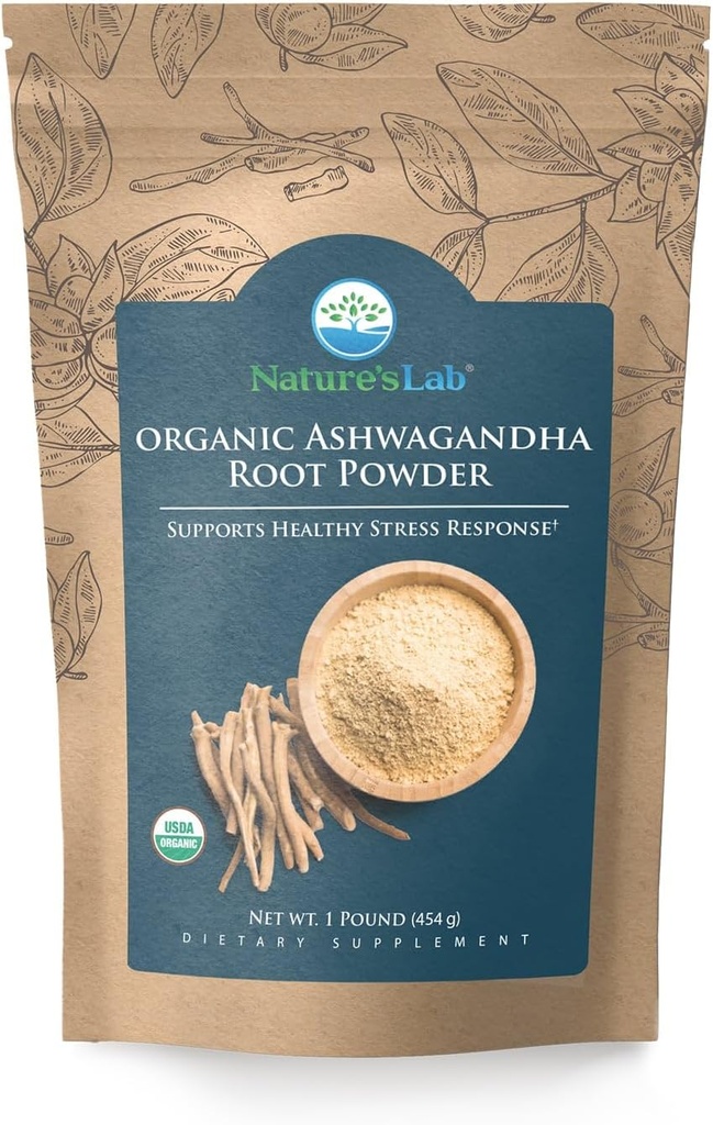 자연의 실험실 유기 Ashwagandha 뿌리 분말 - 1lb 부대 (227의 서빙)