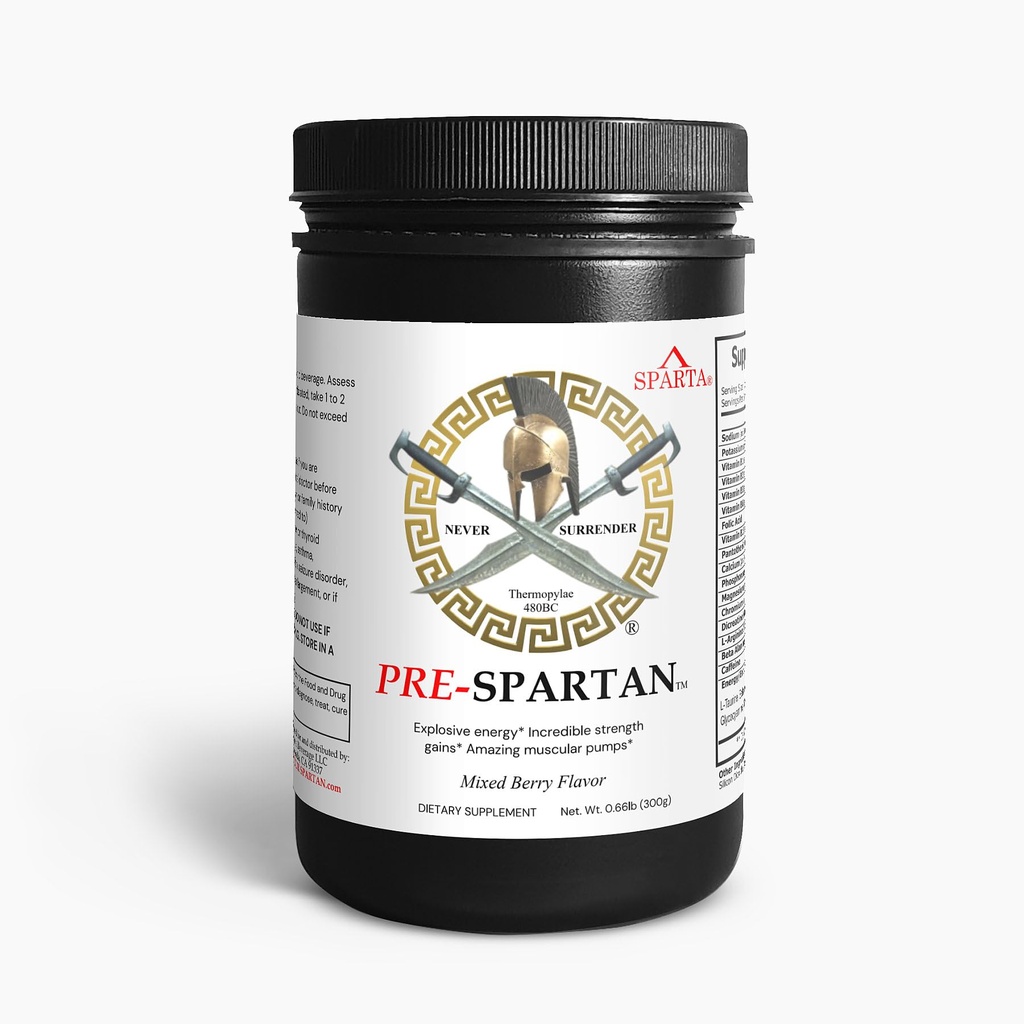 PRE-Spartan 운동 에너지 음료 분말 AAKG는, Intense 운동 에너지, 초점 & 펌프 이익 근육 L Citrulline Arginine 30 Sevings - 당신의 Spartan를 연료를 공급합니다