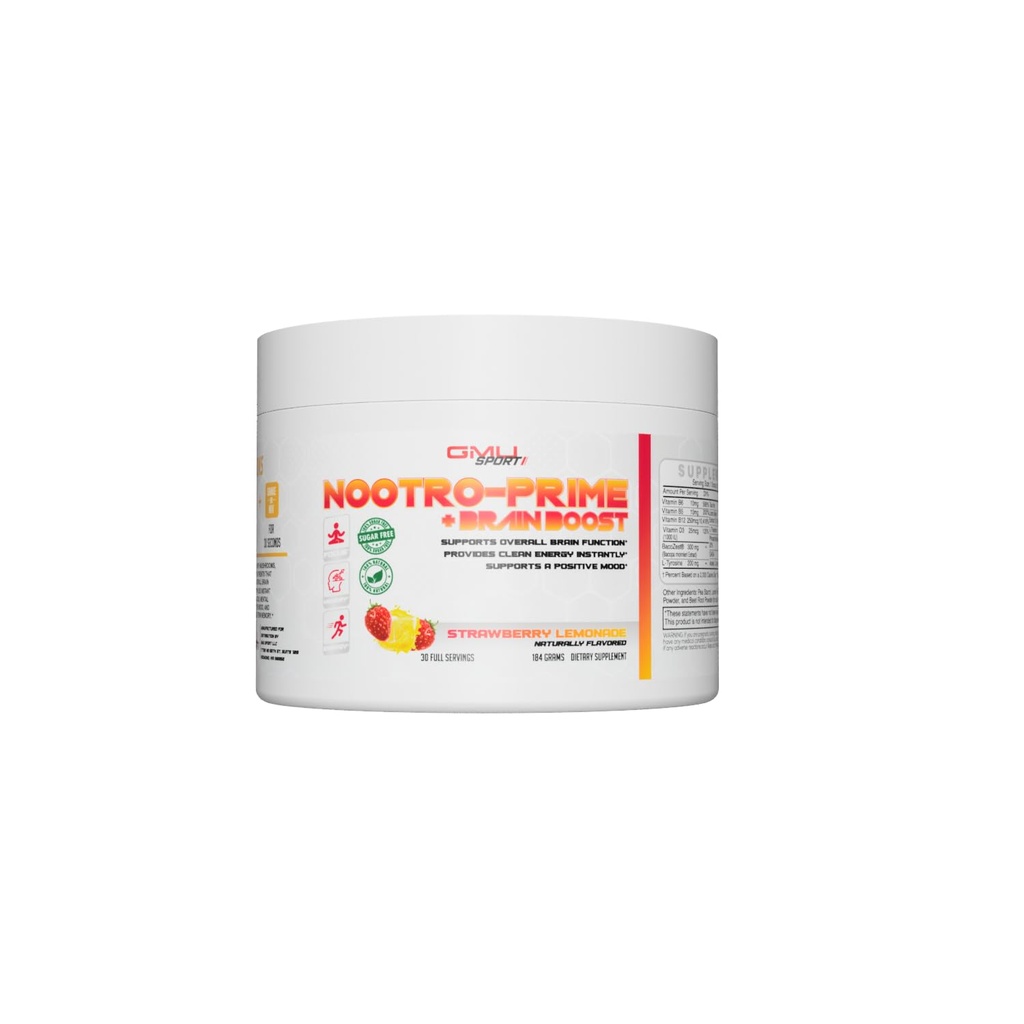 Nootro-Prime Brain Boost - Focus Brain Supplement - 알파 GPC와 Mushroom Supplement Powder, Lions Mane, 30 서빙, Strawberry Lemonade와 메모리 및 초점을위한 Nootropic Brain 보조제