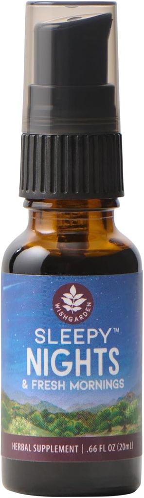 WishGarden 허브 Sleepy Nights & Fresh Mornings - 모든 자연 초본 수면 보조 Tincture, 유기 수면 보충 w/Passionflower, Hops & Scullcap, 지원 깊은 수면 & 건강한 수면주기, .66oz