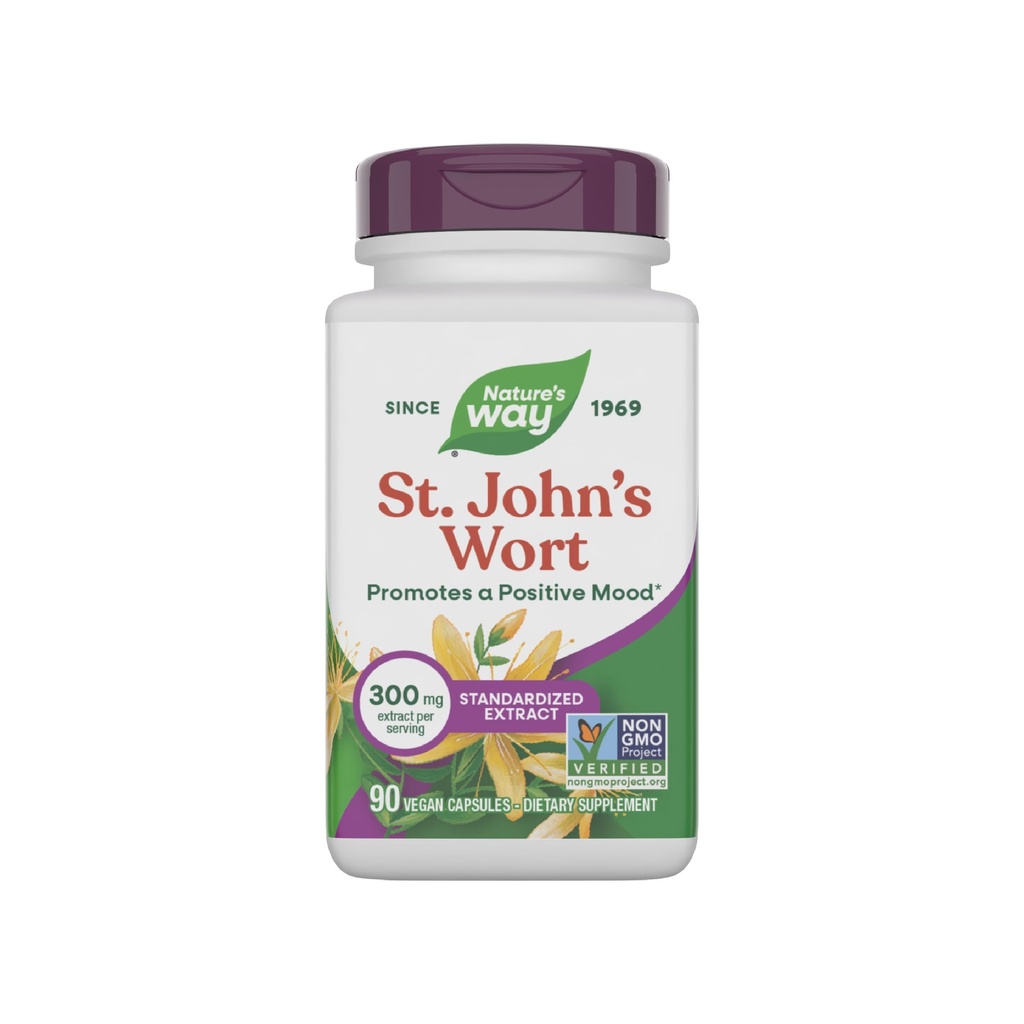 Nature 's Way St. John 's Wort 프리미엄 추출물은 긍정적 인 Outlook * Non-GMO 90 캡슐을 홍보합니다.