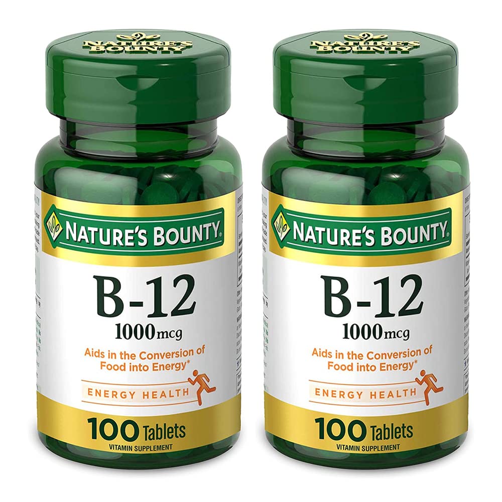 자연의 Bounty 자연적인 비타민 B12, 1000mcg, 100개의 정제 (2의 포장)