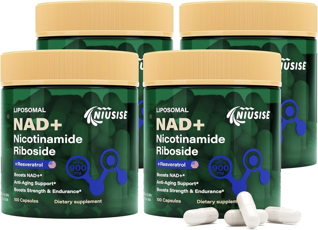 NAD 보충교재, NAD Nicotinamide Riboside 남자와 여자를 위한 900 Mg, Liposomal NAD+ Nicotinamide Riboside, Resveratrol & Quercetin, 에너지, Boost NAD+, 400 캡슐을 가진 보충교재