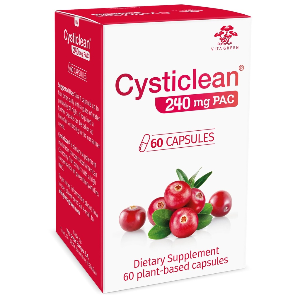 Cysticlean Cranberry PAC 보충교재 – 240 mg PAC, 설탕 자유로운 – Urinary Tract 감염 지원 – Cystitis & Interstitial Cystitis 기복을 위한 가장 효과적인 크랜베리 알약