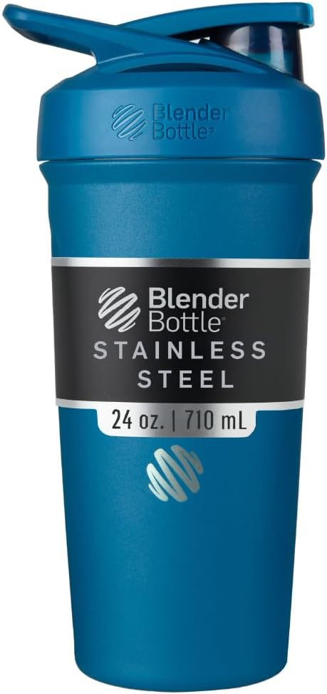BlenderBottle Strada 셰이커 컵은 철사 Whisk, 24Ounce, 파란을 가진 스테인리스 물병을 격리했습니다