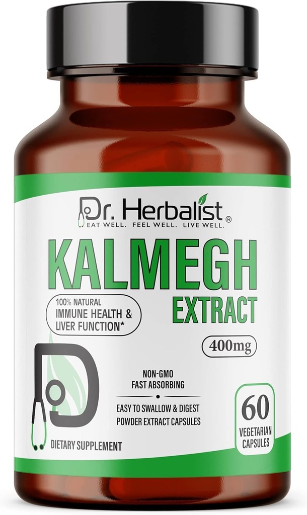 약초 Kalmegh 추출물 400mg – 60 Vegan 캡슐 | 10:1 Andrographis Paniculata Extract = 4,000mg Raw Herb Equivalent | 프리미엄 초본 보충 | 식물 기반 일일 지원