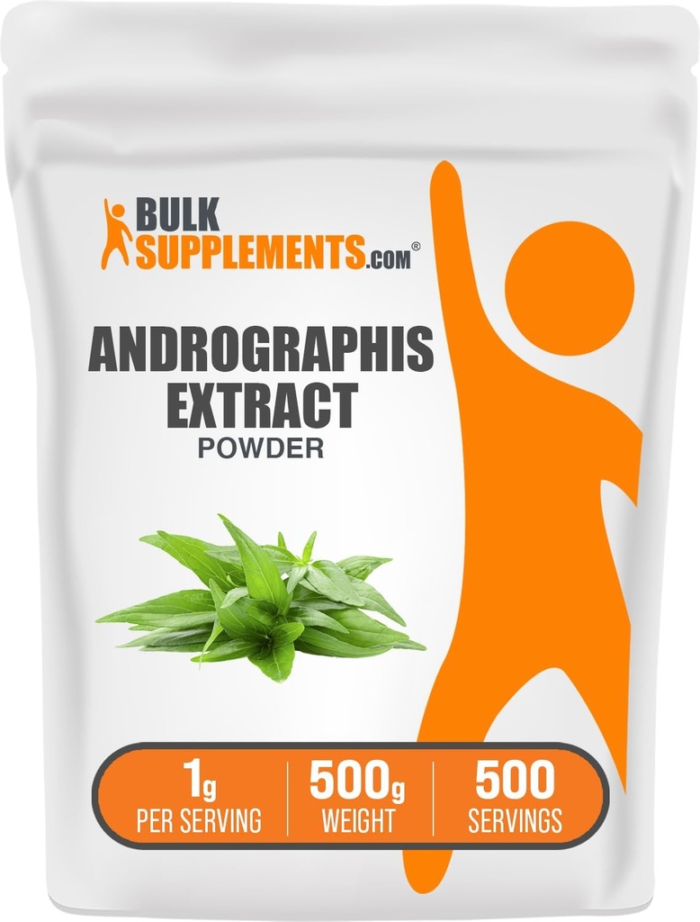 BulkSupplements.com Andrographis 추출 분말 - Andrographis Paniculata, 초본 보충 - 글루텐 무료, 1g 서빙 당, 500g (1.1 파운드) (팩 1)