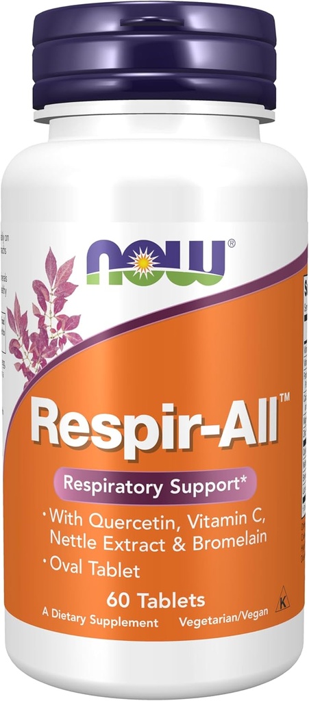 지금 보충 교재, Quercetin, 비타민 C, Nettle Extract 및 Bromelain, 호흡 지원 *, 60 정제와 Respir-AllTM