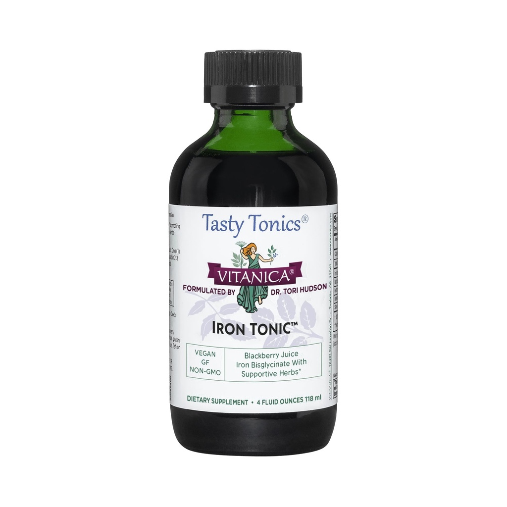 Vitanica 철 Tonic, 액체 철 보충교재, 빨간 혈액 세포 지원, Vegan, 4 Ounce