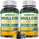 2 팩 설탕 자유로운 3000MG Mullein Gummies - Lung Cleanse, 호흡을 위한 Mullein 잎 추출물 보충교재, Lung를 위한 Quercetin & Bromelain를 가진 유기 Mullein 하락, 소화성 건강 & 면역성이 있는
