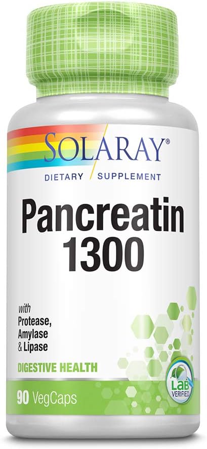 Pancreatin 1300 Solaray 90 모자, 2 팩