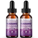 2 팩 Glucosamine Chondroitin MSM 액체 하락, 성인 남자 & 여자를 위한 여분 힘 합동 지원 보충교재, Quercetin Boswelia, Bromelain, 산화 방지제 면역성이 있는 지원 (4개 Fl oz)
