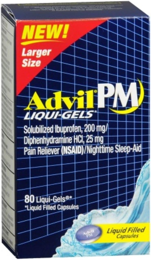 Advil PM Ibuprofen 200 mg Liqui-Gels 80 ea (9의 포장)