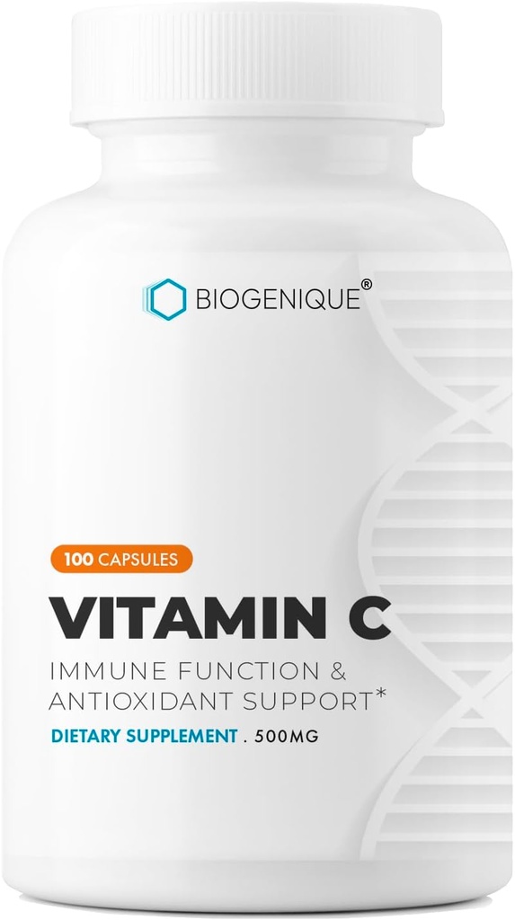 비타민 C - Immune 지원을 위한 자연적인 아스코르브산 비타민 C 보충교재 - 약제 급료 비타민 C 500mg - 100개의 캡슐 - 성인을 위한 자연적인 면역성이 있는 승압기 - 캐나다에서 만드는 Vegan
