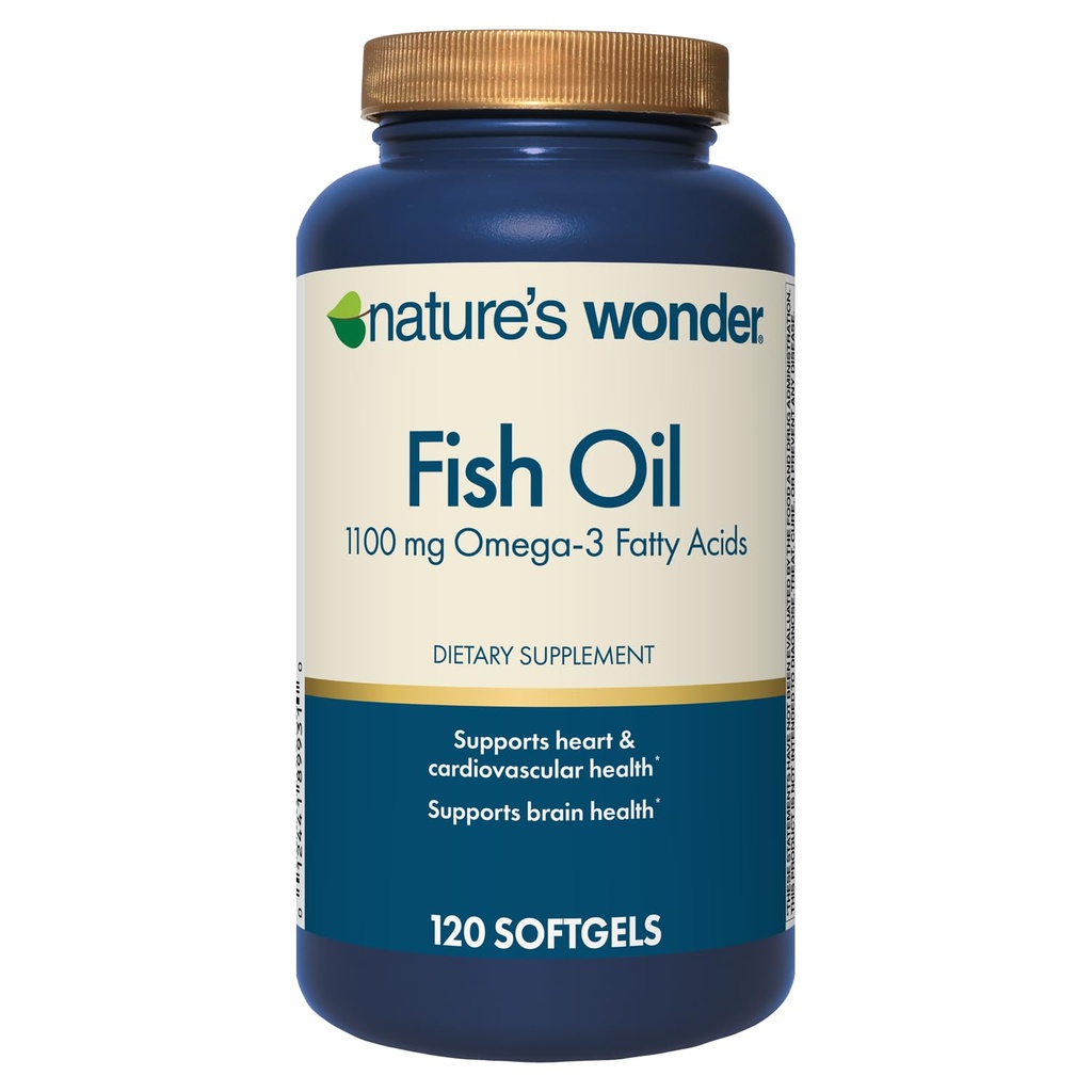 자연의 경이 물고기 기름 1100mg Omega-3 물고기 기름은 여자와 남자, 건강한 합동을 위한 EPA & DHA, 심장, 면역 체계, Softgels의 120 일 공급을 보충합니다