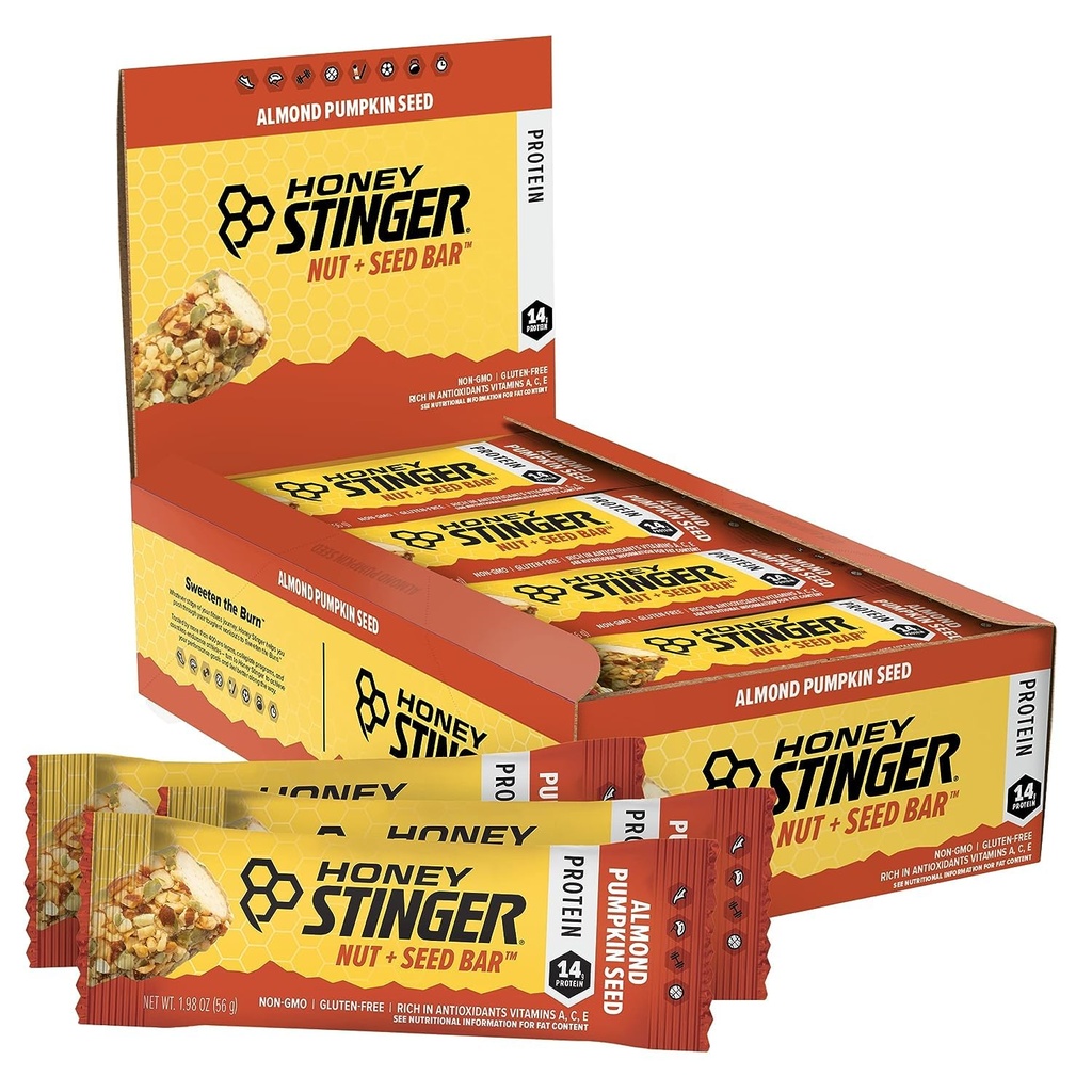 꿀 Stinger Nut + Seed Bar, 알몬드 호박 씨앗, 운동, 내구시간, 성능 및 회복, 스포츠 영양 스낵 바 홈 & 체육관, 포스트 운동, 12 상자