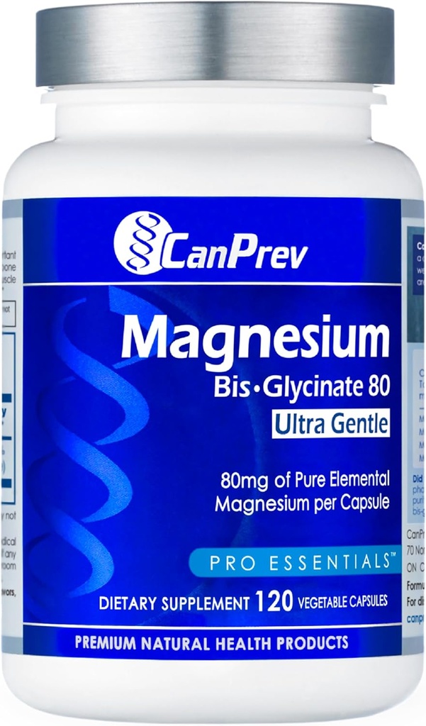 CanPrev 마그네슘 Biglycinate Chelated 80mg Ultra Gentle 120 V 모자 120 일 공급 - 지원 근육 기능, 뼈 힘 & Relaxation, 순수한 마그네슘 Bisglycinate 공식, 승진시킵니다 안락 & 균형