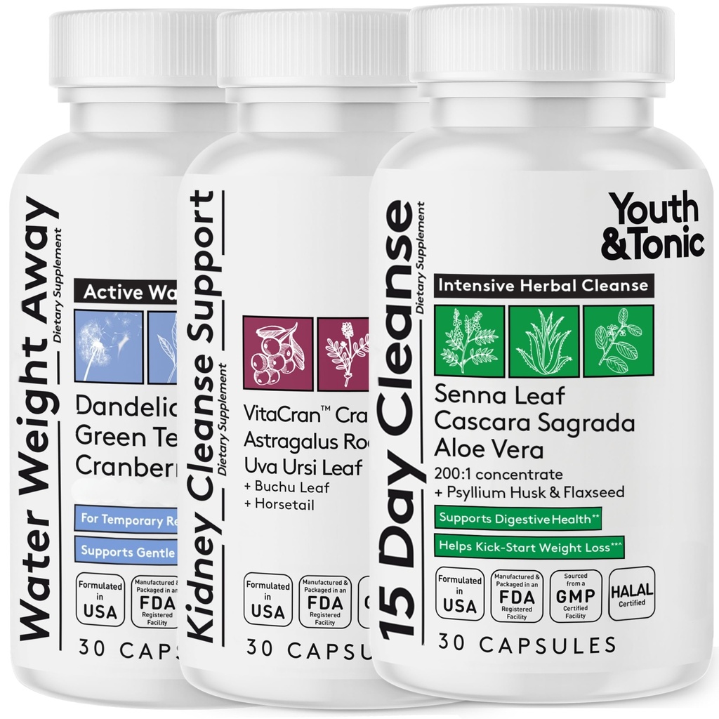 청소년 & 토닉 완전 멀티 오간 데톡스 지원 – 15 Day Colon Cleanser & Gut Detox, Kidney Cleanse, Water Balance & Liver Health, 여성과 남성 90 알약