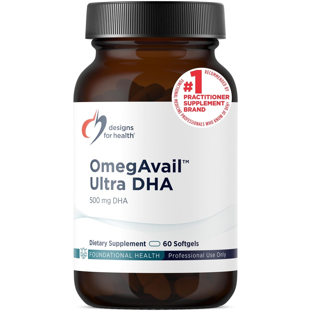 건강 OmegAvail 울트라 DHA에 대한 설계 - 고농도 DHA Triglyceride 생선 기름, 500mg DHA + 100mg EPA를 가진 TG 생선 기름 - No Fishy Aftertaste (60 Softgels)