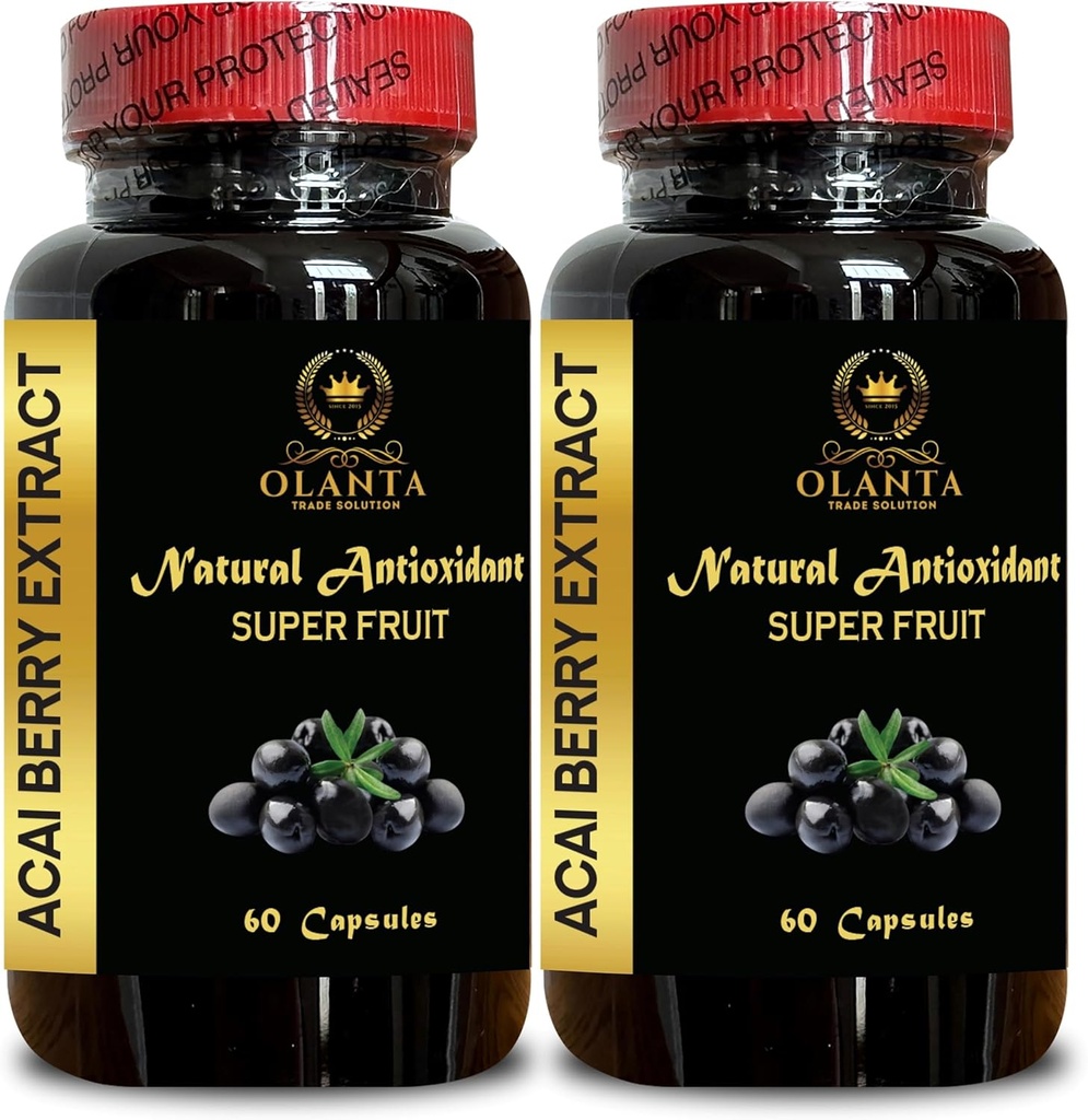 ACAI 베리 추출물 - 프리미엄 유기 Acai 베리 보충, Acai 베리 에너지, 자연 산화 지원, Superfood Wellness Formula - 2 병 120 캡슐