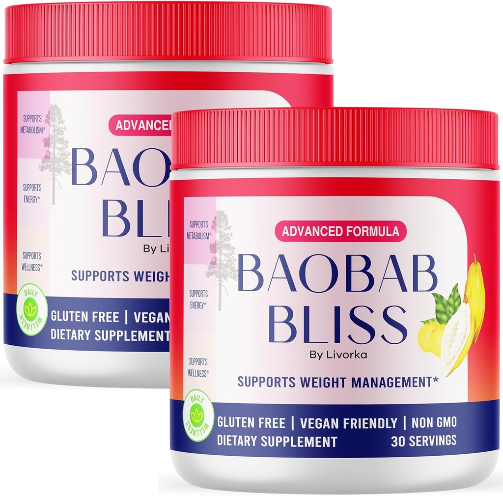 LIVORKA Baobab Bliss, 모든 천연 섬유 유기 과일 분말 보충, 2 달 (패키지 2)를 위한 60의 서빙