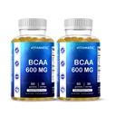 Vitamatic BCAA Gummies - 분지 사슬 아미노산 보충교재 - 복숭아 풍미 - 서빙 당 600mg - 60의 Vegan Pectin 근거한 Gummies (2개의 병)
