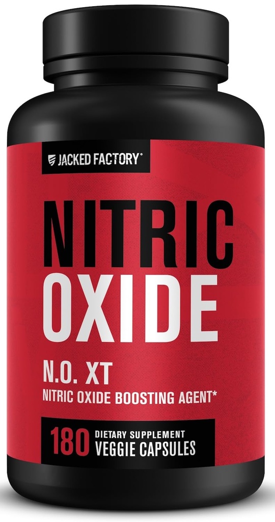 Jacked Factory N.O. XT Nitric Oxide Supplements for Men w/Nitrosigine L Arginine L Citrulline 근육 펌프 및 관성을위한 보충 - Pre Workout Nitric 산화물 부스터 및 근육 빌더 - 180 캡