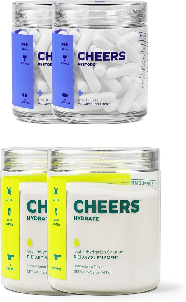 체어 클래식 콤보 | Restore + Hydrate | Rehydrate & Feel Better 애프터 음주 | DHM, L-Cysteine, B-Vitamins, Electrolytes | 12 복용량 각 | Liver Support | Electrolyte 보충제
