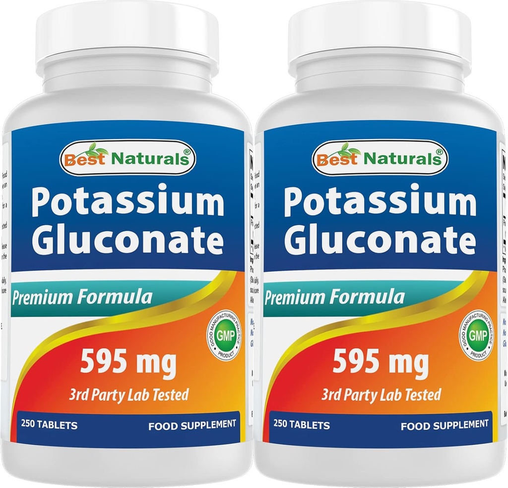 최고의 자연 칼륨 Gluconate 595 mg 250 정제 (250 개)