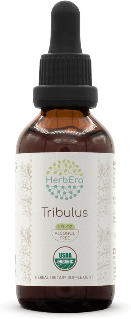 HerbEra Tribulus B60 알콜 자유로운 초본 추출물 Tecoture의 집중된 액체 하락 자연적인 USDA 유기 Tribulus (Tribulus Terrestris) 말린 과일 (2개 fl oz)