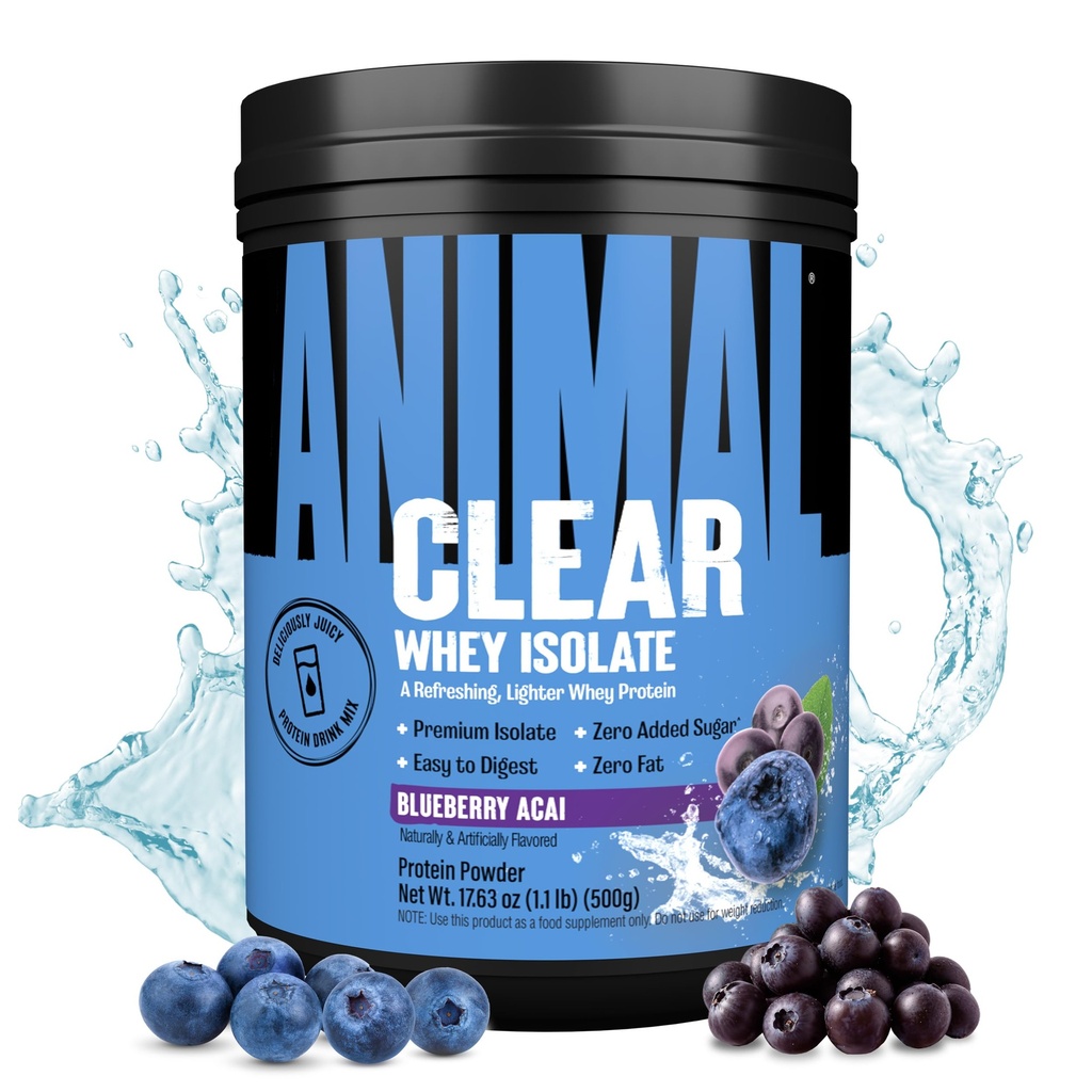 Clear Whey Isolate Protein Powder - Digest 및 Mix, 5g BCAA, Deliciously Juicy, Men 및 Women, Blueberry Acai 500g (20 서빙)에 대한 언제든지 음료를 새로 고침