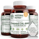 자연적인 Nutra Chelated 칼슘 마그네슘 1000/500 mg 보충교재 더하기 betaine HCL - Chelated Cal Mag는 뼈 조밀도, 지원 근육, 이, 심장 혈관 & 신경 건강, 250 Vegan 정제를 개량합니다
