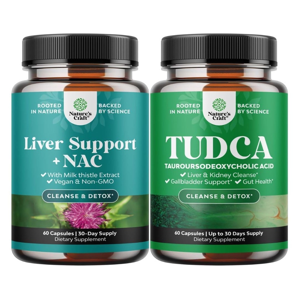 Liver Cleanse 및 고급 Bile Salt TUDCA 보충을 위한 NAC와 Liver Support Supplement의 번들