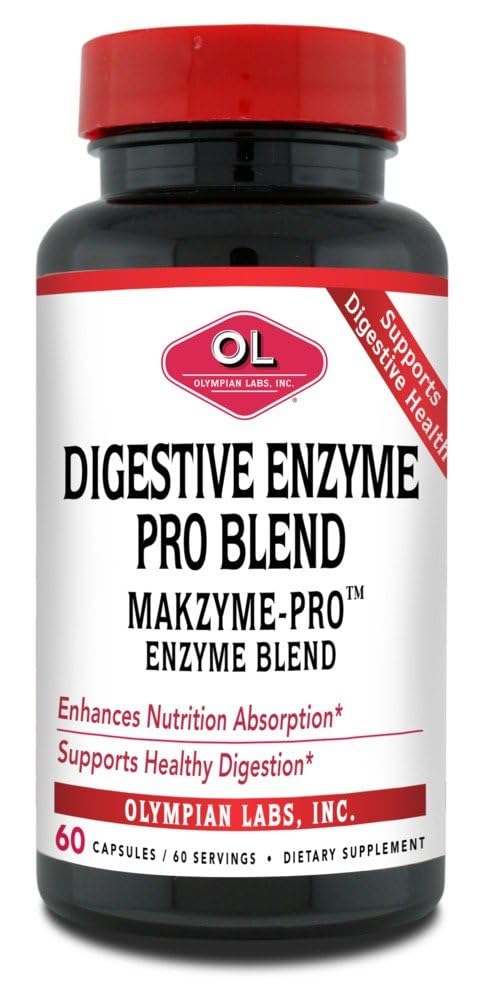 Olympian Labs Digestive Makzyme-Pro 효소, 60 캡슐, 단백질, 탄수화물, 지방, 오일 및 우유, 60 서빙
