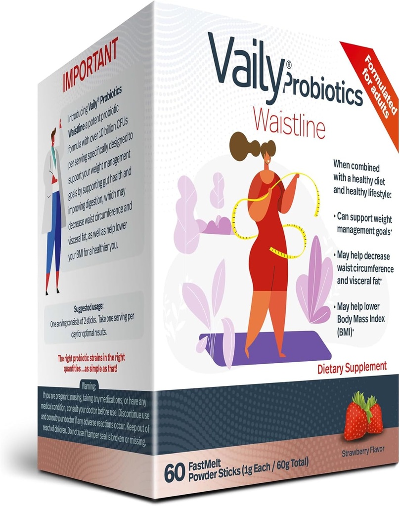 체중 관리 Probiotic 분말 스틱 - 60 구강 분해성 슬리밍 스틱 - 허리 Circumference 관리를위한 Gut 건강 보조 식품 - 건강한 다이어트 및 라이프 스타일을위한 Metabolism 보충