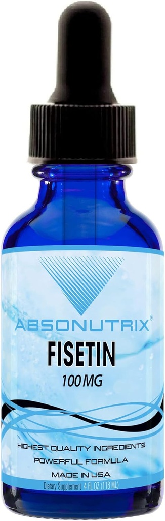 Absonutrix Fisetin 100 mg, 4 Oz 액체, 200 서빙, 미국에서 만든, 빠른 흡수, 품질 Potent 성분, 세 번째 파트 테스트, 비 GMO, GMP 인증, Cruelty 무료 제품
