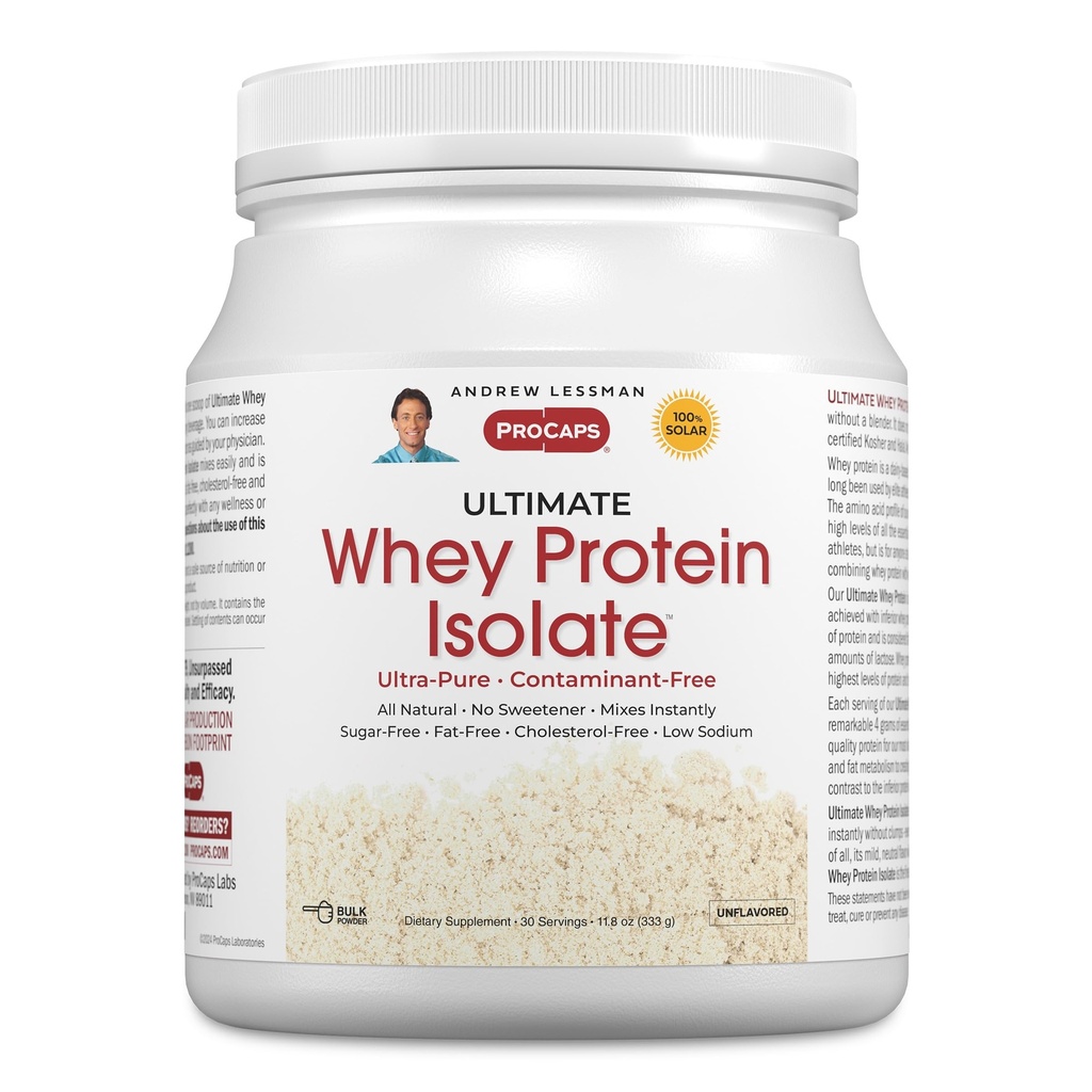 ANDREW LESSMAN Ultimate Whey Protein Isolate 30 서빙 - 운동 회복 및 Lean 근육 Non-GMO, 추가 맛 없음, 지방 무료, 설탕 및 감미료 무료, 공인 Kosher. 없음 첨가제